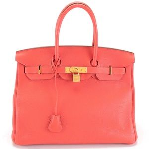 Hermès Birkin 35 satchel in Rouge Casaque Clemence Leather